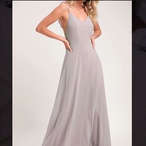 Lulus meteoric rise light grey maxi dress